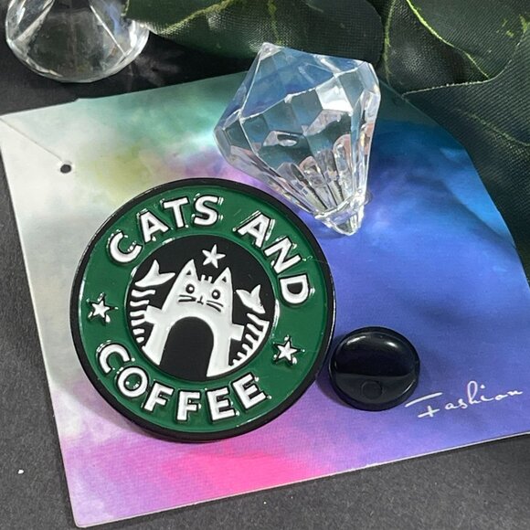 Cats Coffee Lapel Pin Drink Kitten Brooch Badge Accessories Jewelry Gift Pin - Picture 2 of 9